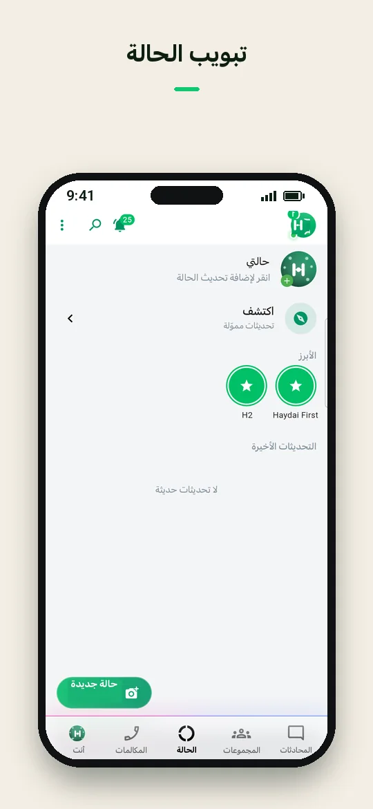 تبويب الحالة — Haydai