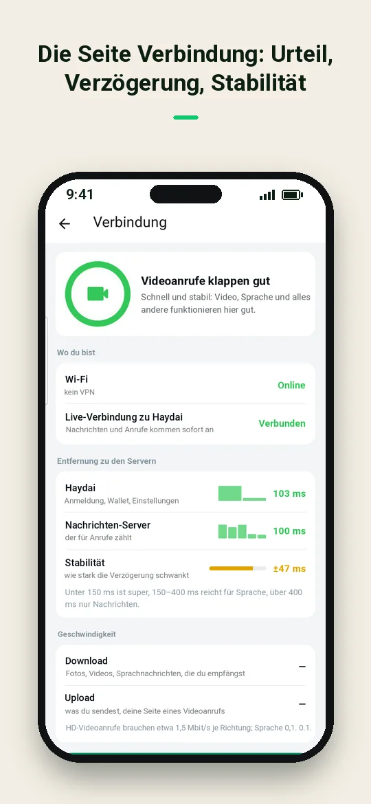 Die Seite Verbindung: Urteil, Verzögerung, Stabilität — Haydai