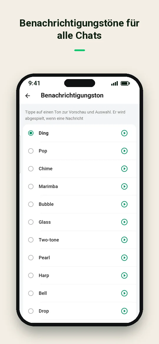 Benachrichtigungstöne für alle Chats — Haydai