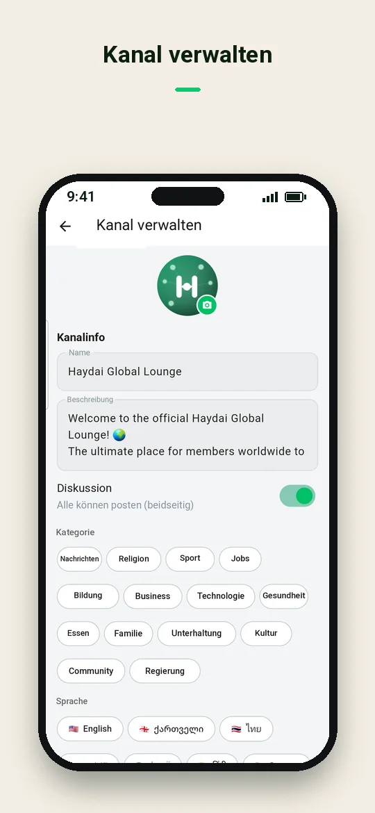 Kanal verwalten — Haydai