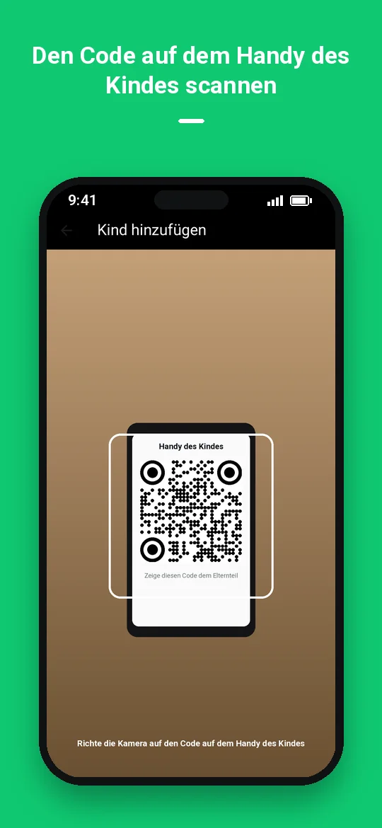 Den Code auf dem Handy des Kindes scannen — Haydai