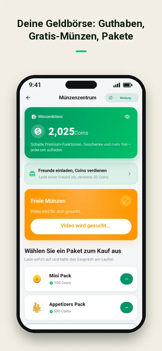 Deine Geldbörse: Guthaben, Gratis-Münzen, Pakete — Haydai