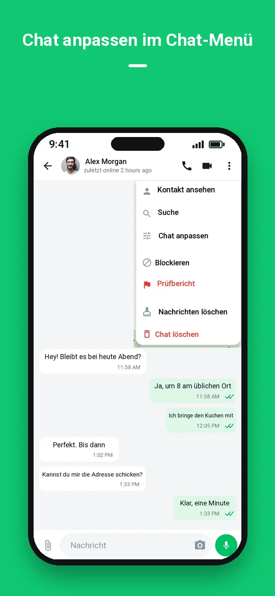 Chat anpassen im Chat-Menü — Haydai