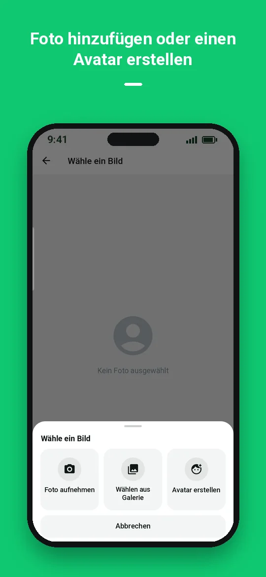 Foto hinzufügen oder einen Avatar erstellen — Haydai