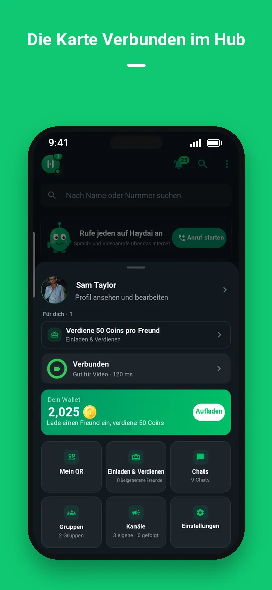 Die Karte Verbunden im Hub — Haydai