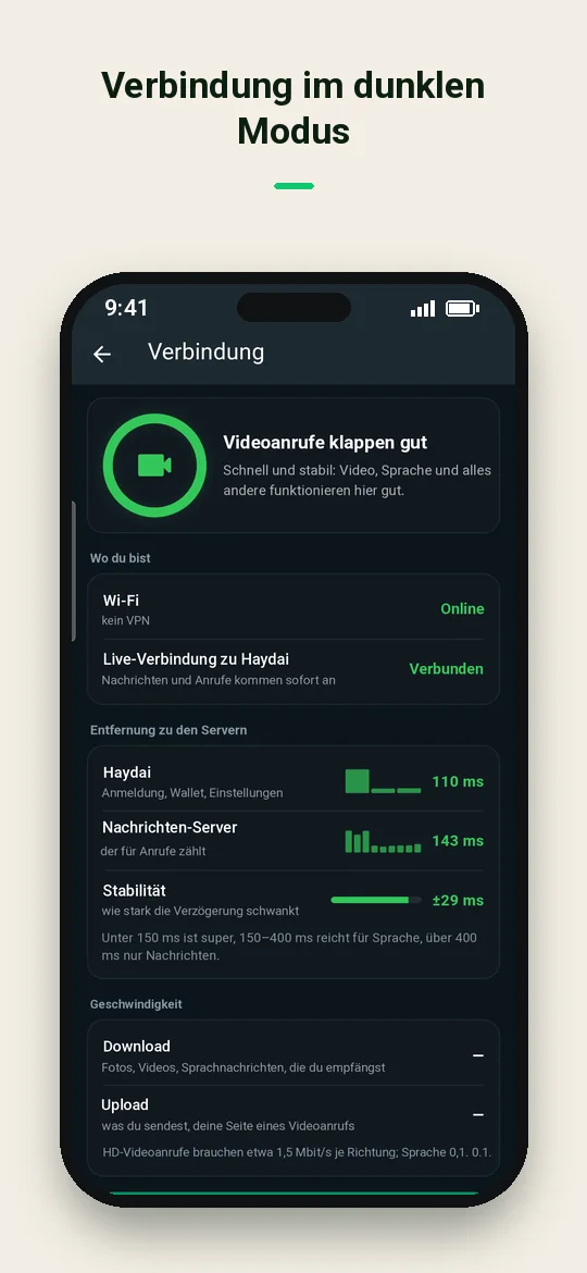 Verbindung im dunklen Modus — Haydai