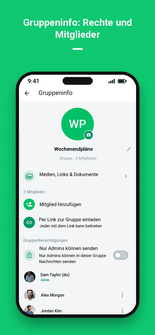 Gruppeninfo: Rechte und Mitglieder — Haydai