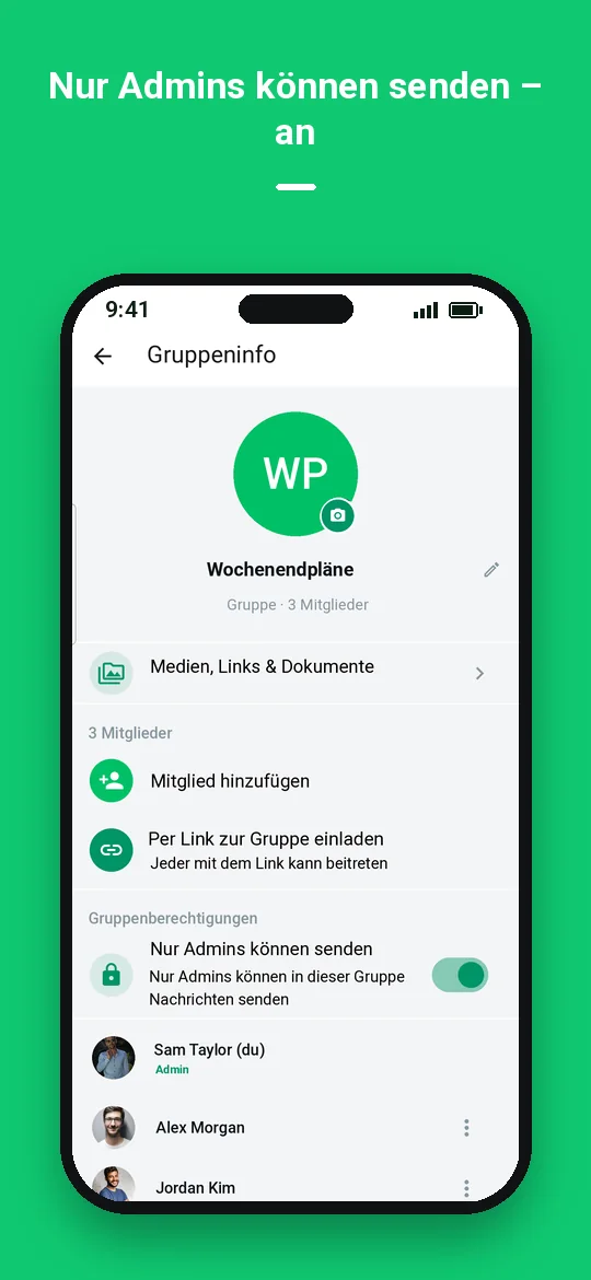 Nur Admins können senden – an — Haydai