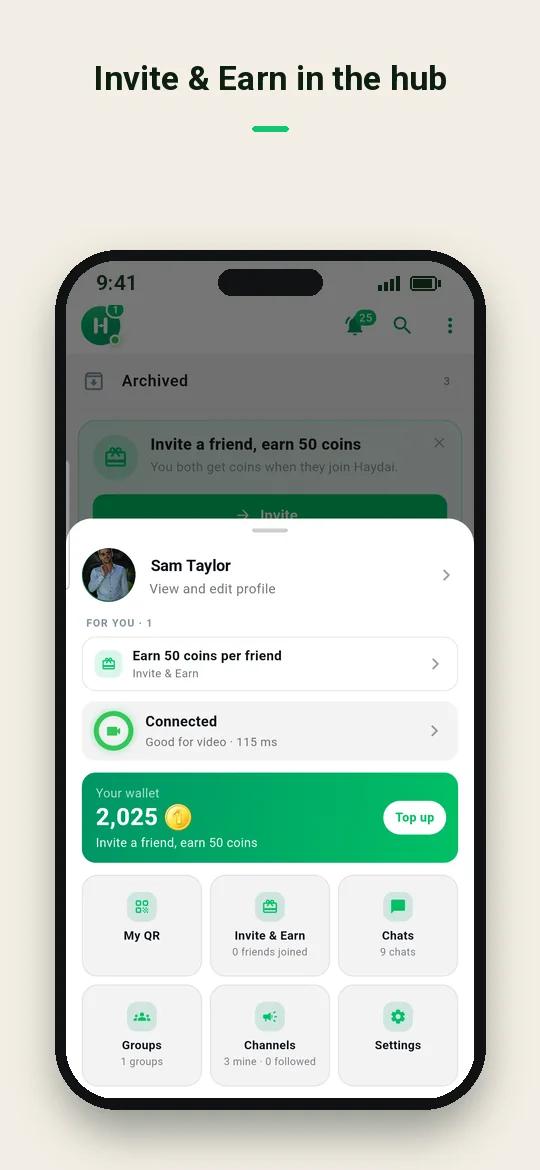 Invite & Earn in the hub — Haydai