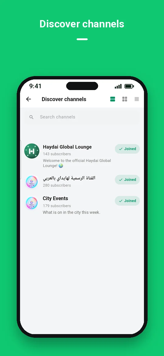 Discover channels — Haydai