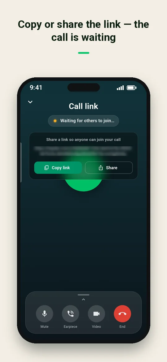 Copy or share the link — the call is waiting — Haydai
