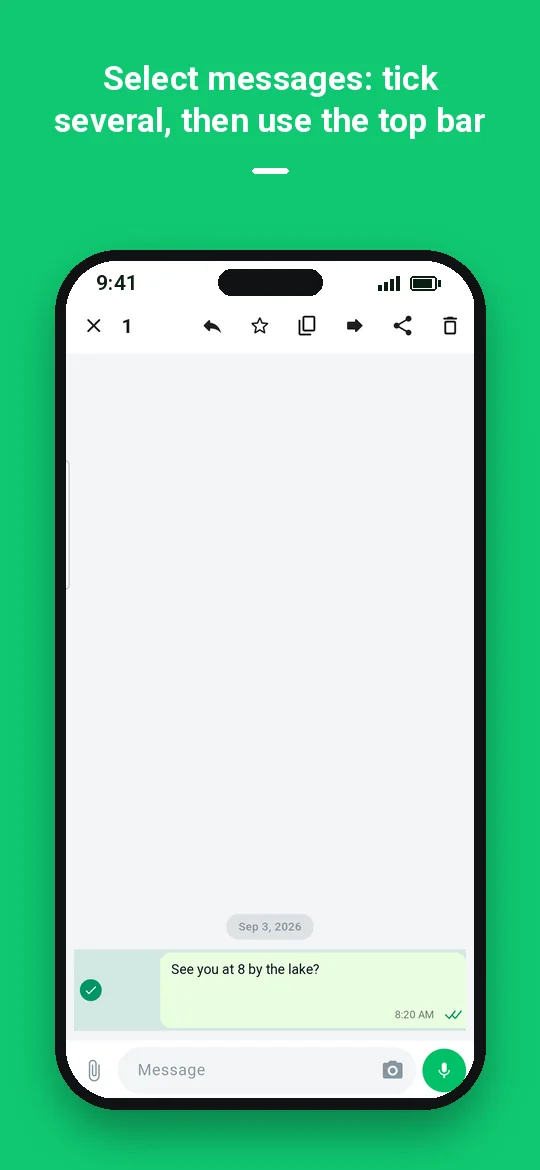 Select messages: tick several, then use the top bar — Haydai