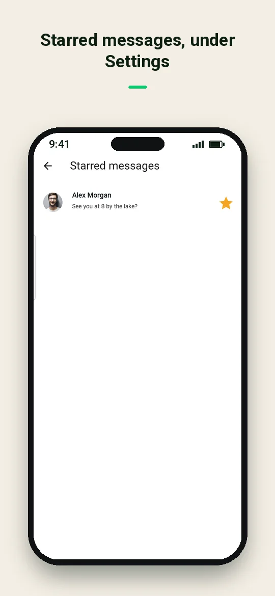 Starred messages, under Settings — Haydai