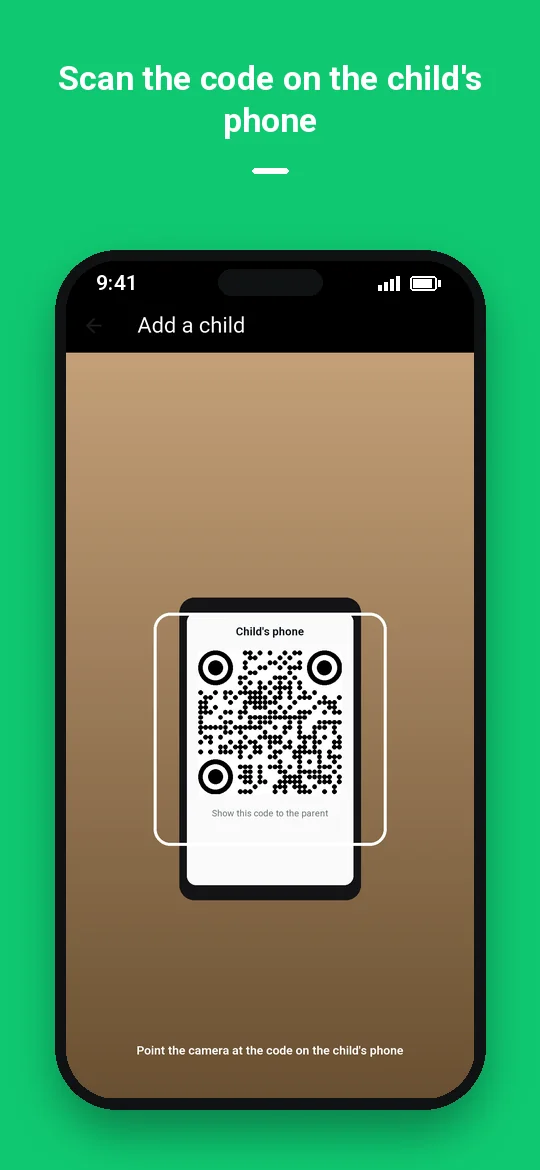 Scan the code on the child's phone — Haydai