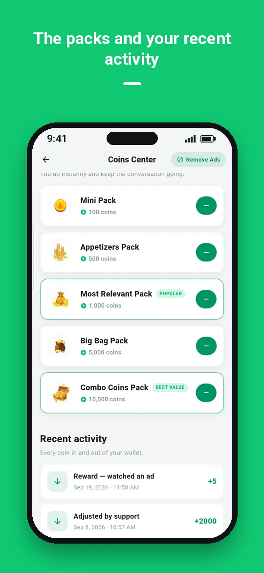 The packs and your recent activity — Haydai