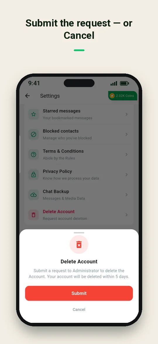 Submit the request — or Cancel — Haydai