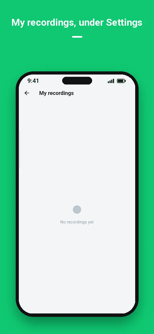 My recordings, under Settings — Haydai