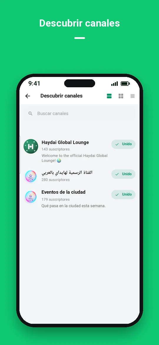 Descubrir canales — Haydai