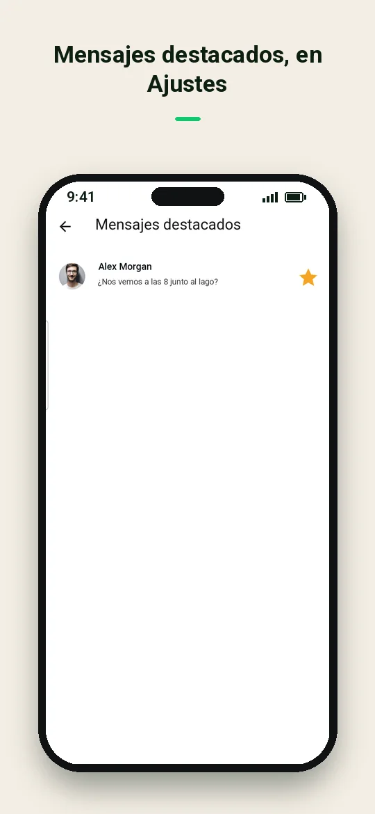 Mensajes destacados, en Ajustes — Haydai