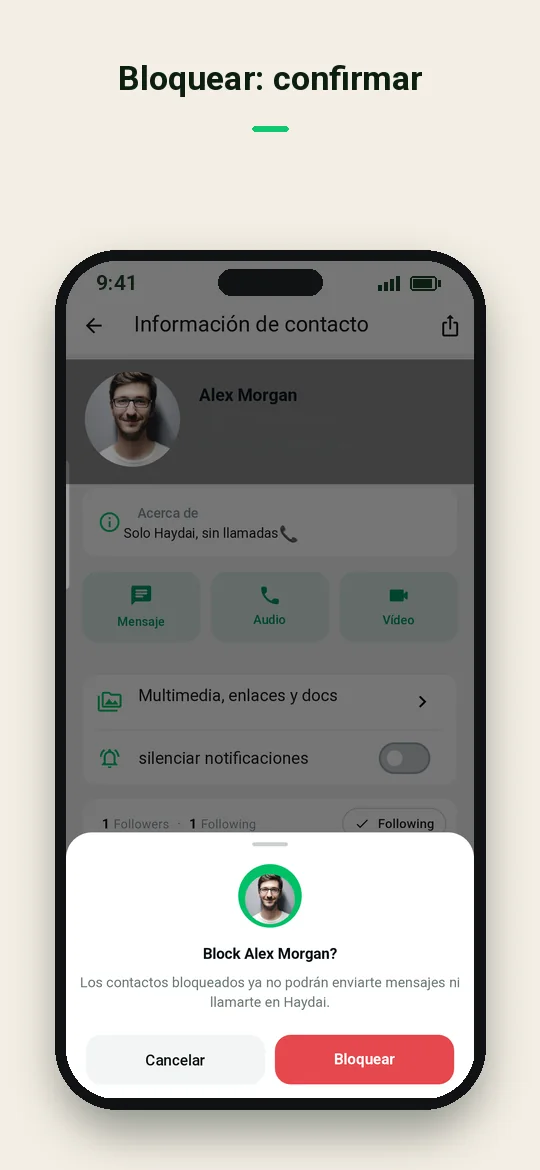 Bloquear: confirmar — Haydai