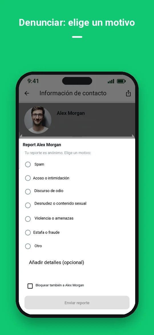 Denunciar: elige un motivo — Haydai