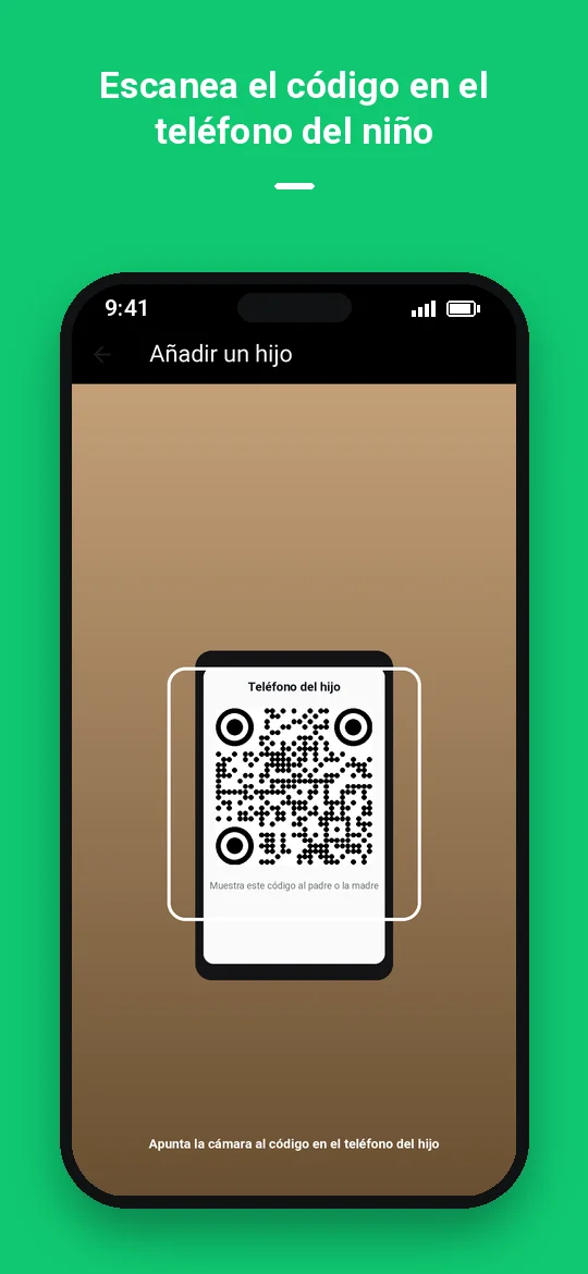 Escanea el código en el teléfono del niño — Haydai