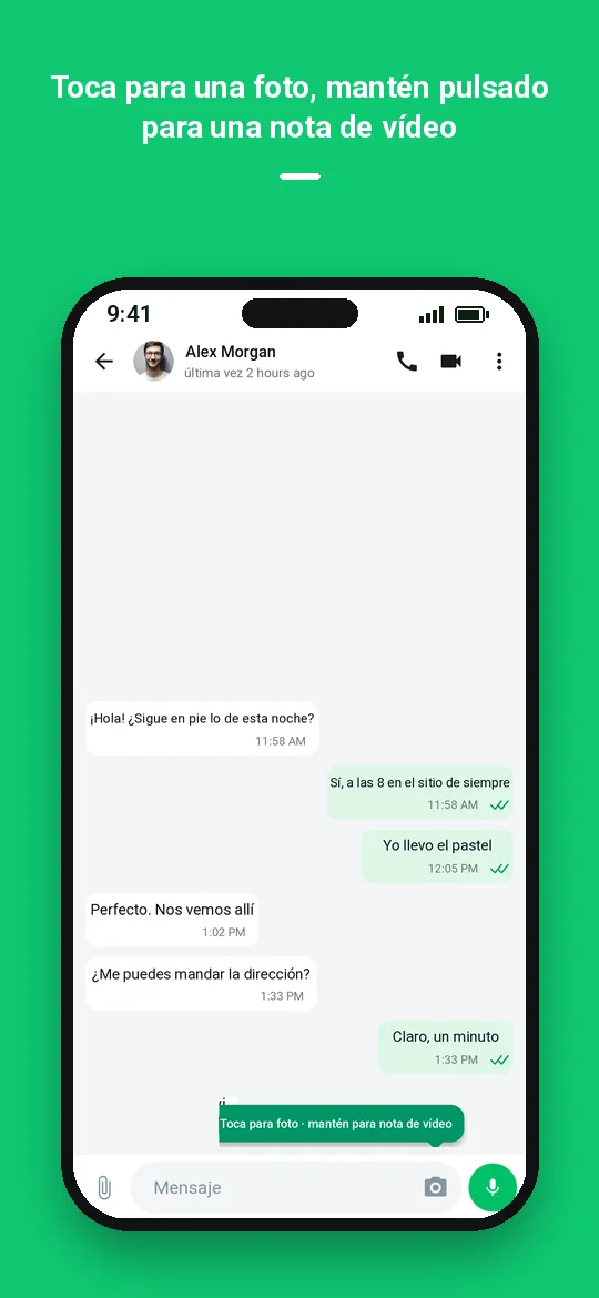 Toca para una foto, mantén pulsado para una nota de vídeo — Haydai