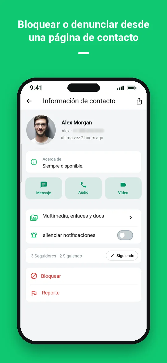 Bloquear o denunciar desde una página de contacto — Haydai