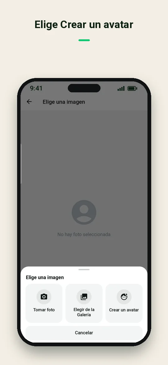 Elige Crear un avatar — Haydai