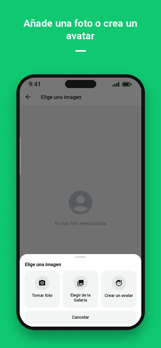 Añade una foto o crea un avatar — Haydai