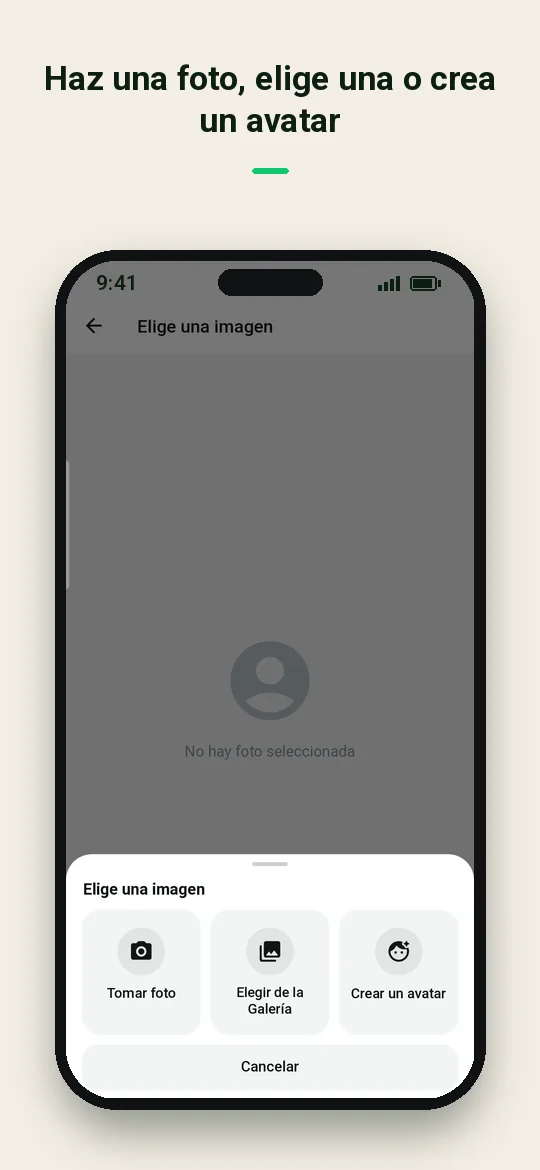 Haz una foto, elige una o crea un avatar — Haydai