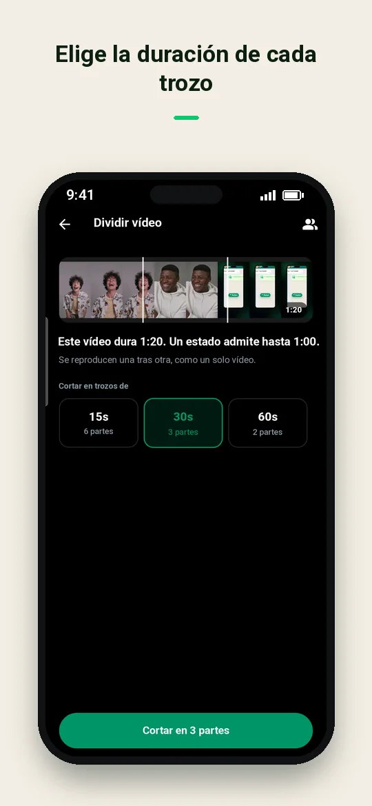 Elige la duración de cada trozo — Haydai