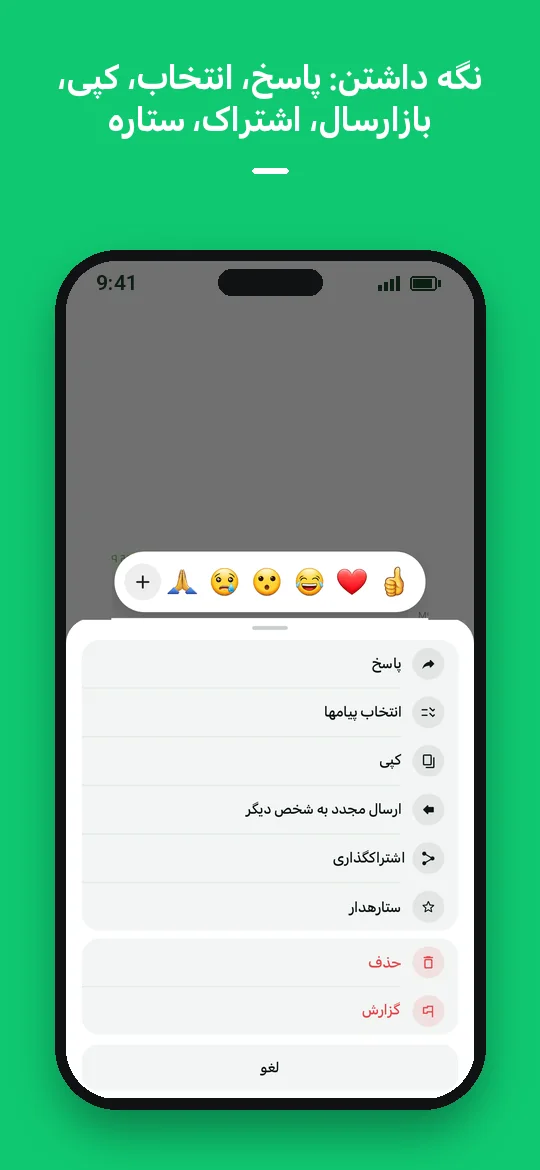 نگه داشتن: پاسخ، انتخاب، کپی، بازارسال، اشتراک، ستاره — Haydai