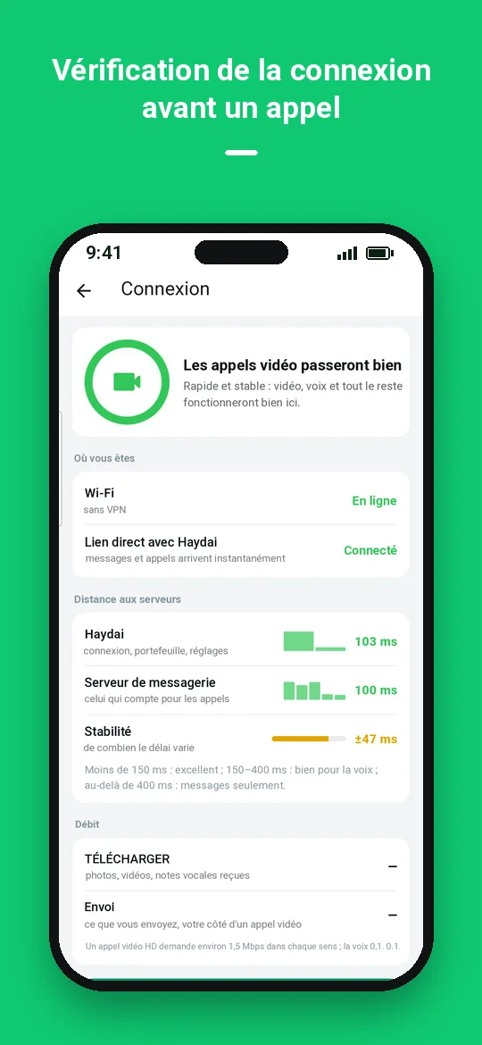 Vérification de la connexion avant un appel — Haydai