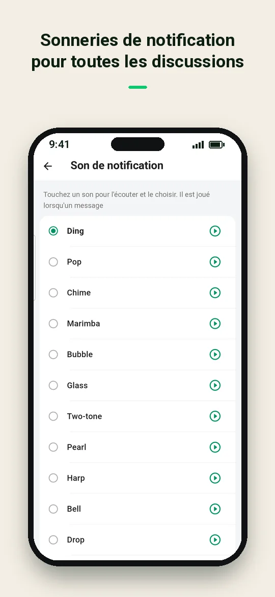 Sonneries de notification pour toutes les discussions — Haydai