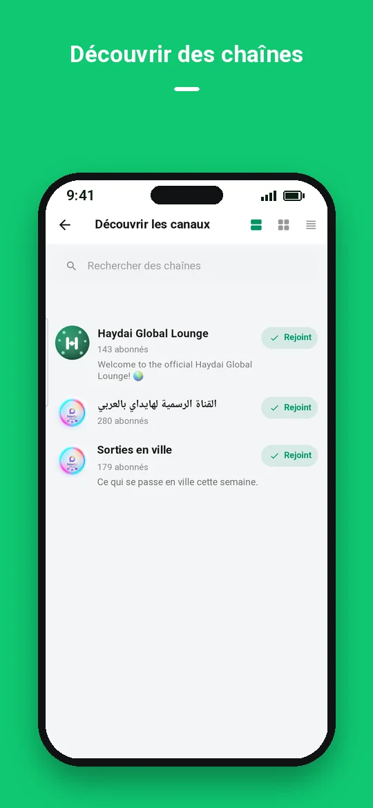 Découvrir des chaînes — Haydai