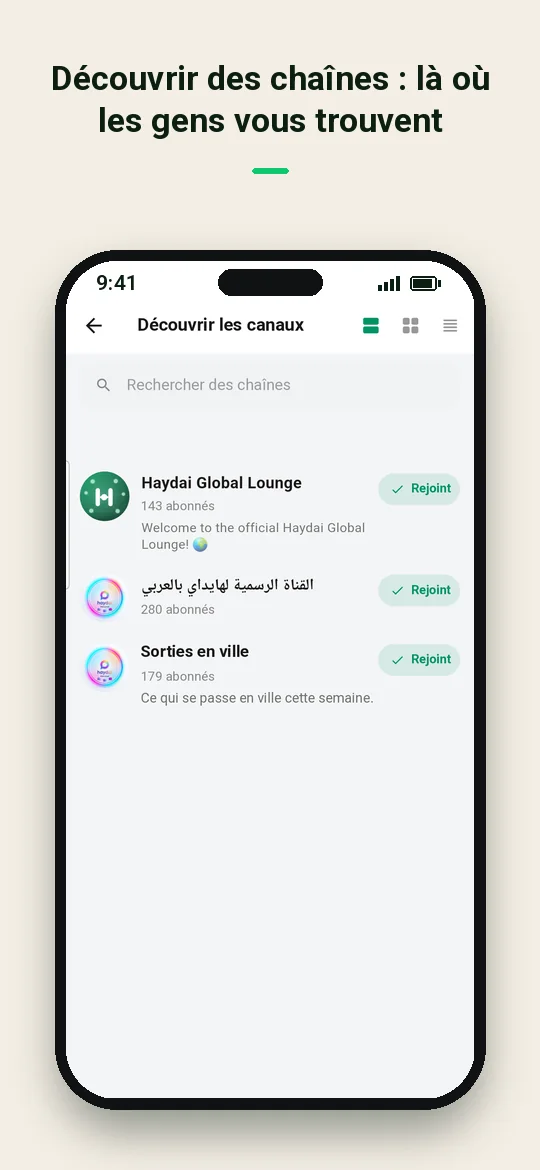 Découvrir des chaînes : là où les gens vous trouvent — Haydai