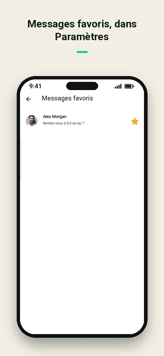 Messages favoris, dans Paramètres — Haydai