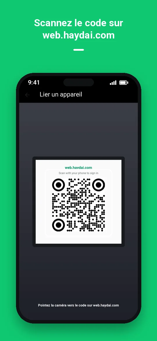 Scannez le code sur web.haydai.com — Haydai