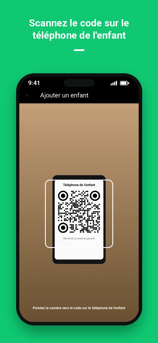 Scannez le code sur le téléphone de l'enfant — Haydai