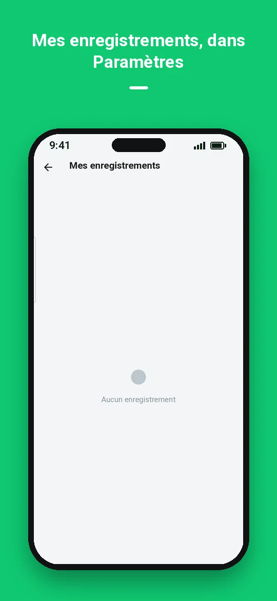 Mes enregistrements, dans Paramètres — Haydai