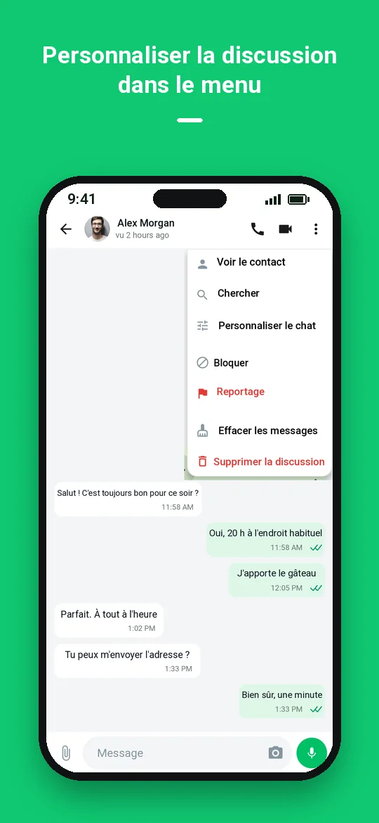 Personnaliser la discussion dans le menu — Haydai