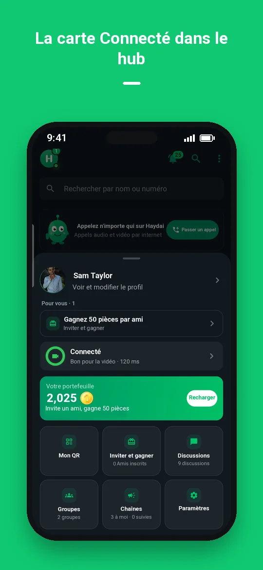 La carte Connecté dans le hub — Haydai