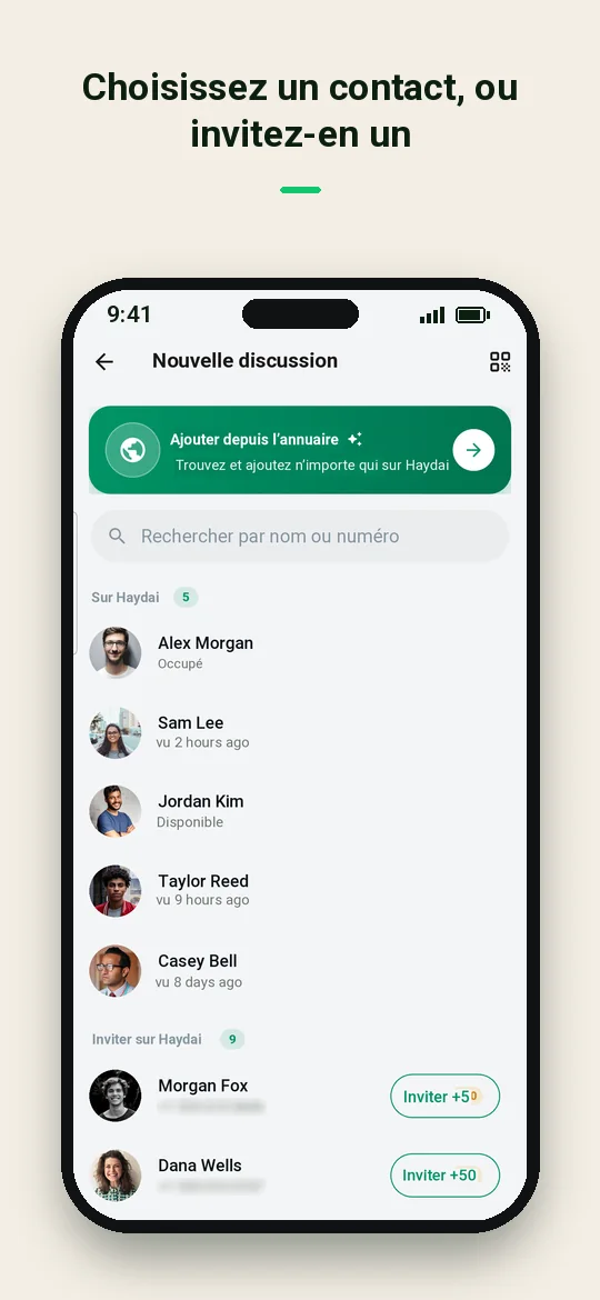 Choisissez un contact, ou invitez-en un — Haydai