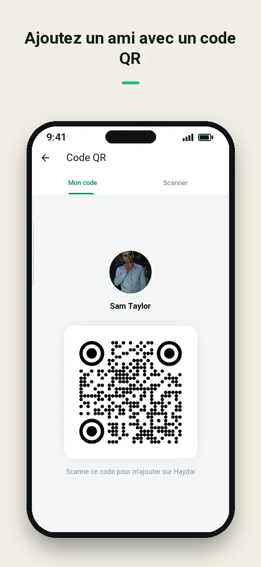Ajoutez un ami avec un code QR — Haydai