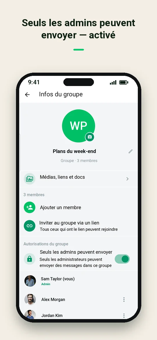 Seuls les admins peuvent envoyer — activé — Haydai