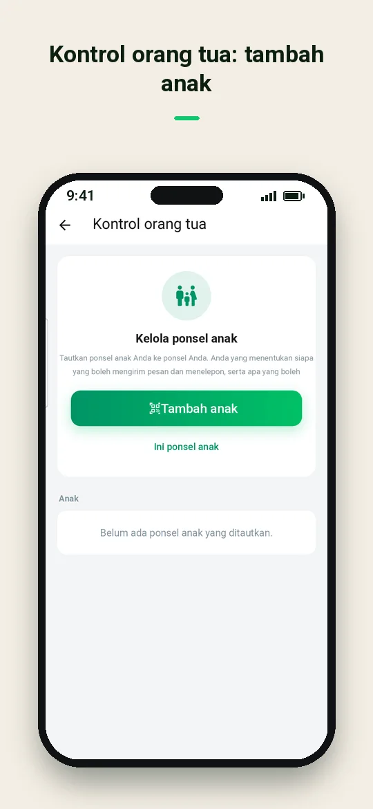 Kontrol orang tua: tambah anak — Haydai