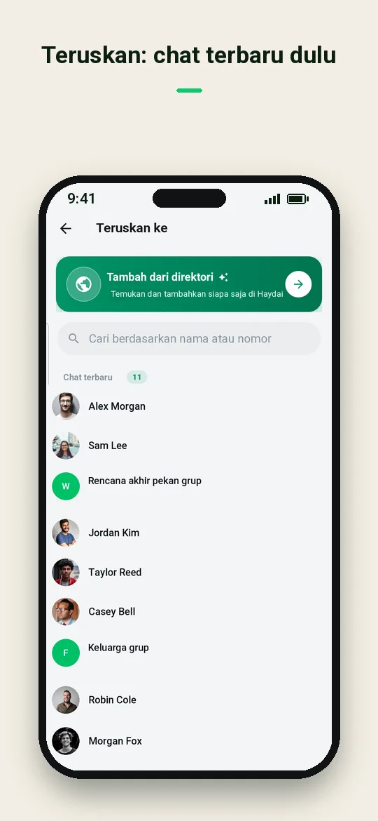 Teruskan: chat terbaru dulu — Haydai