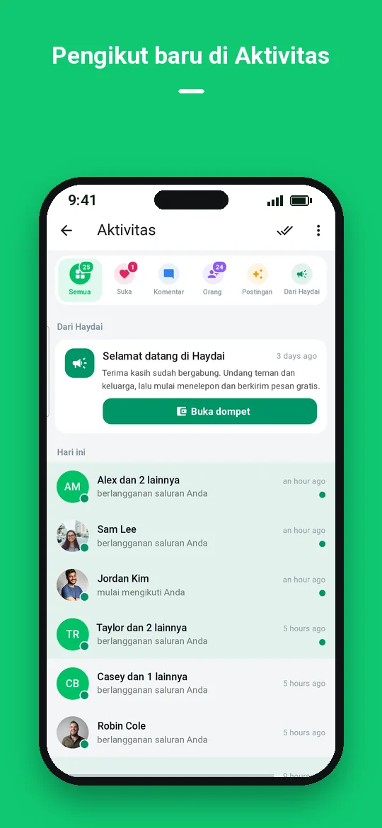 Pengikut baru di Aktivitas — Haydai
