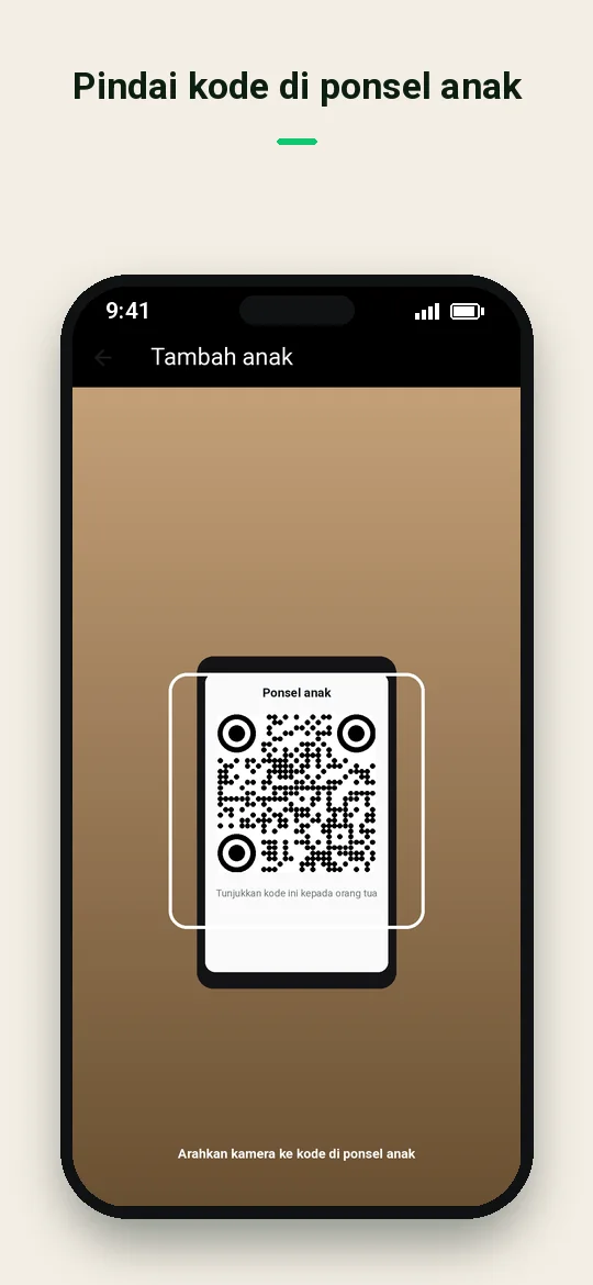 Pindai kode di ponsel anak — Haydai